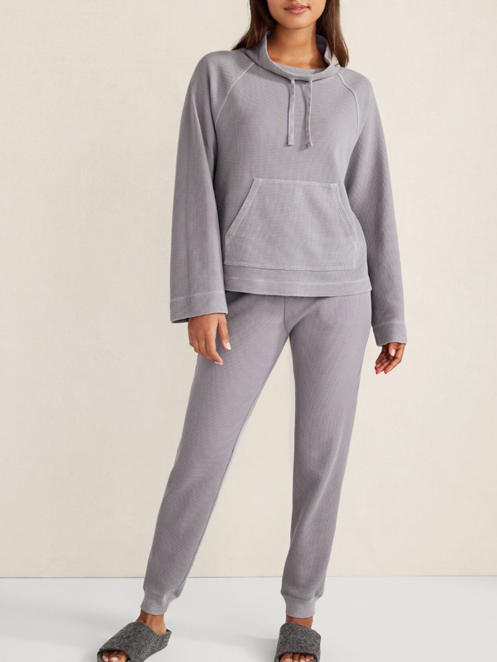 HAVEN 🪻 Well Within Relaxed Waffle Knit Hoodie & Jogger Set - purple SMALL